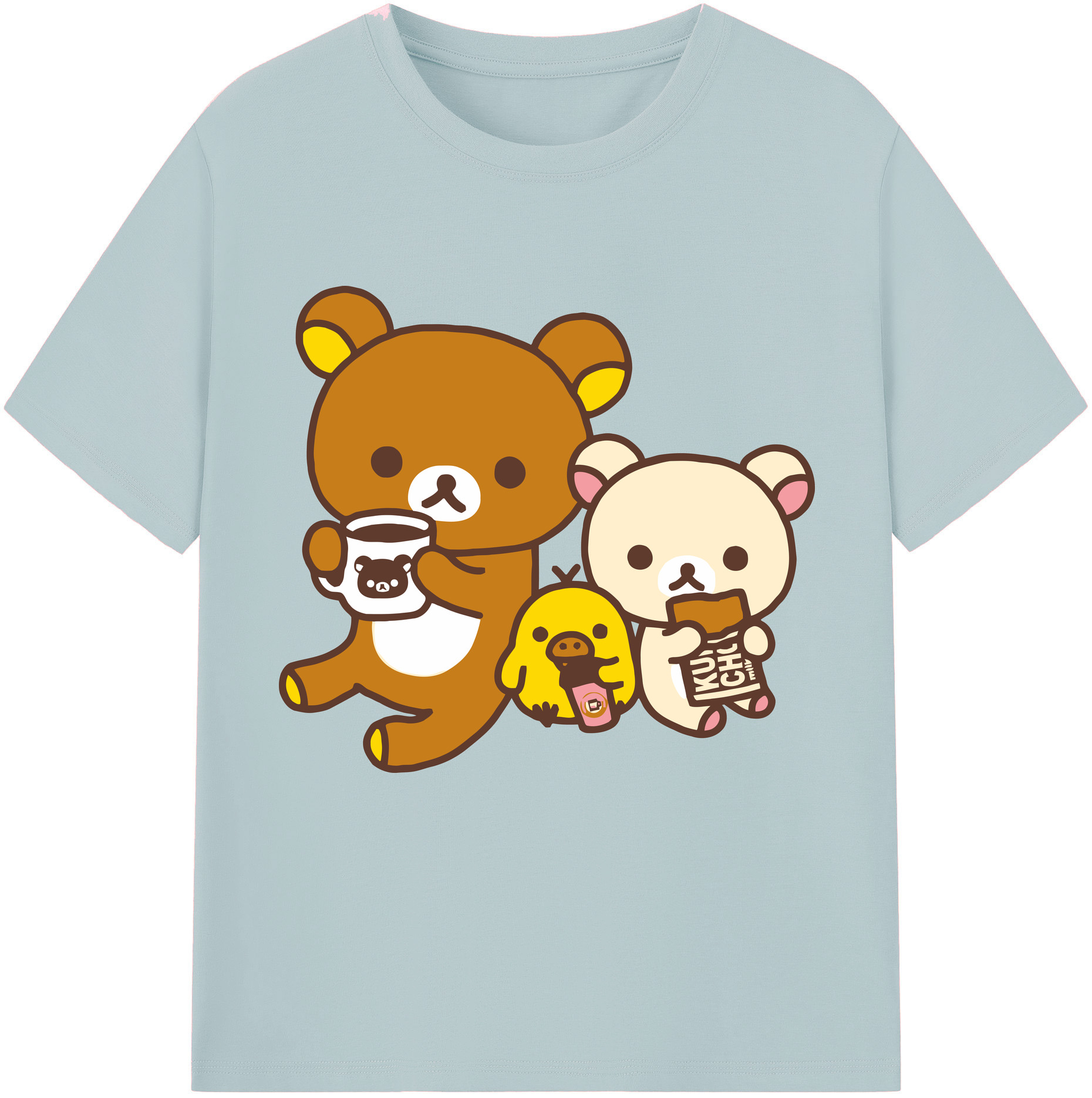 （画像用） リラックマ リラックマ キイロイトリ Rilakkuma Korilakkuma Kiiroitori 綿100％半袖Tシャツ（フロントプリント）